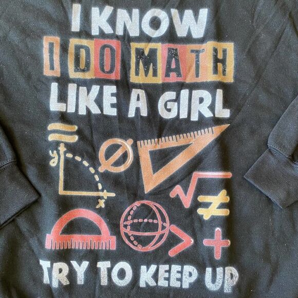 Girl Math Crewneck Sweatshirt Black Medium - Picture 1 of 5